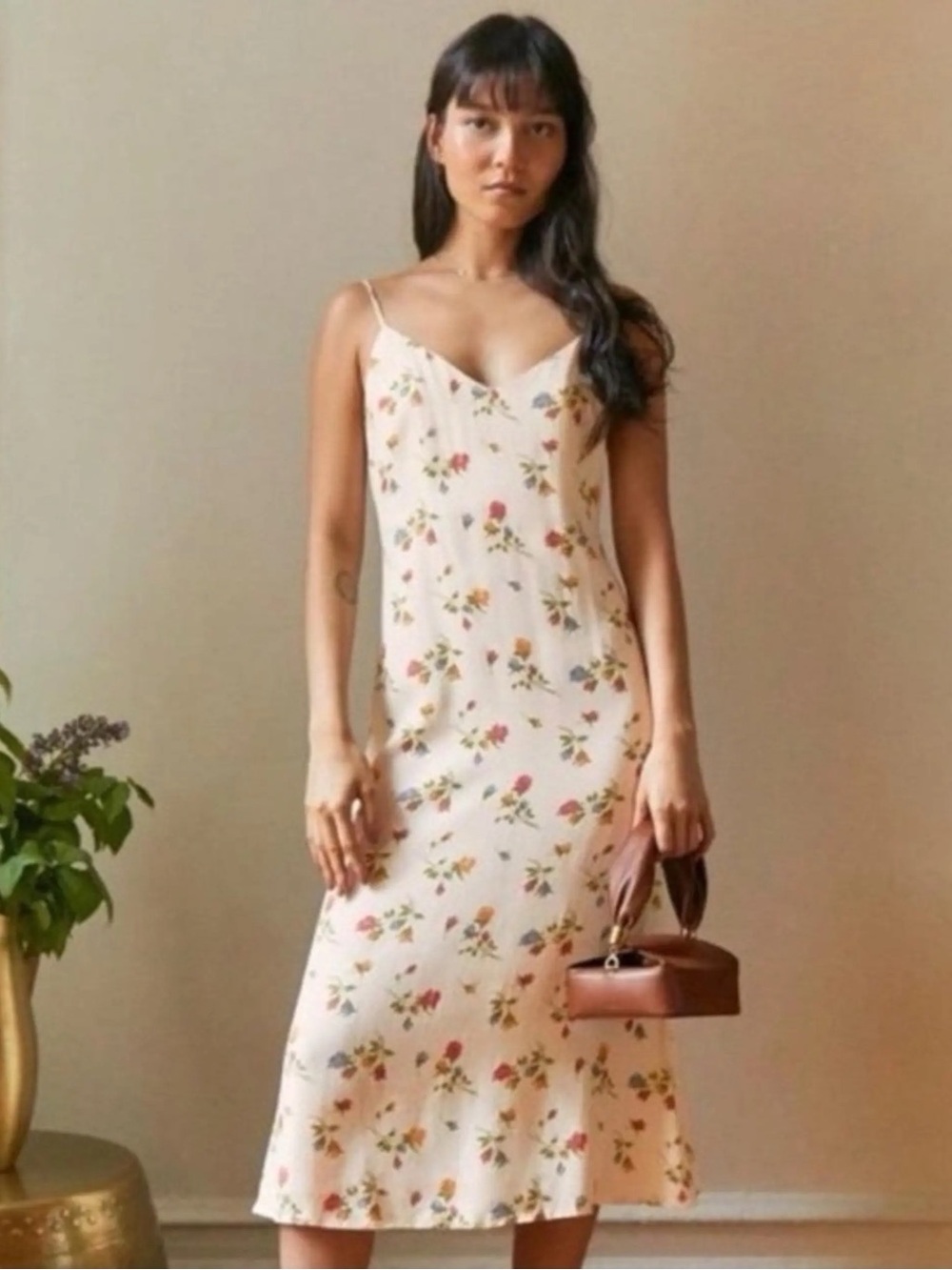 Reformation Chianti Cream Floral Midi Dress